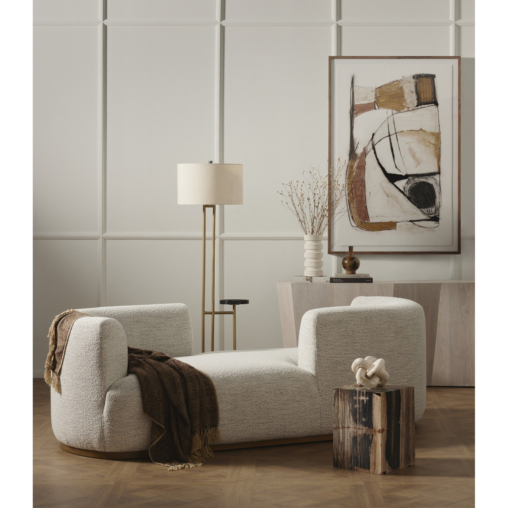 Kal Upholstered Chaise Lounge, Merino Polyester