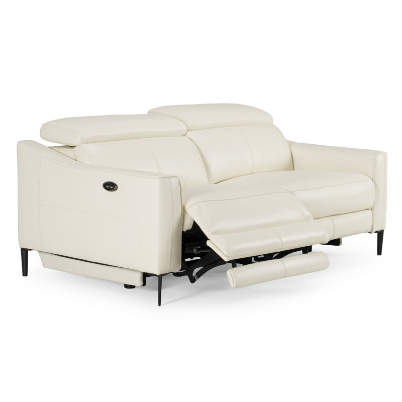 Anisia 73.5'' Leather Power Reclining Sofa, White