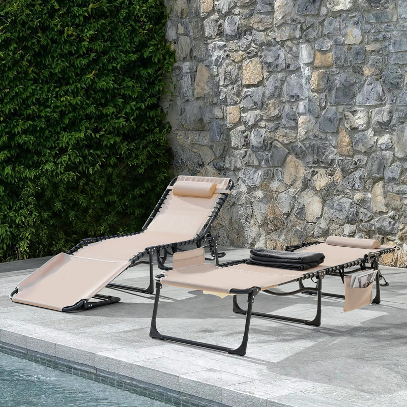 Fauteuil de bronzage pliant d'extérieur ajustable Textilene, Tanné