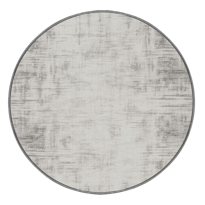 Tapis abstrait gris lavable à la machine, Rond 7 pi