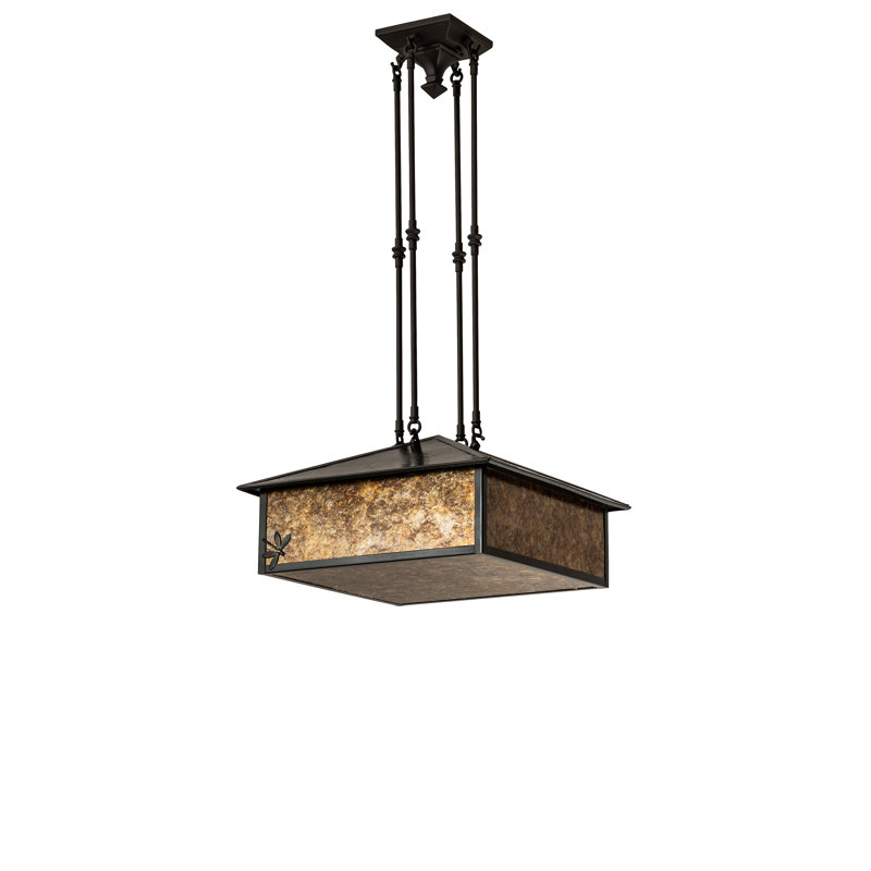 Luminaire suspendu rectangulaire 3 lumières lanternes