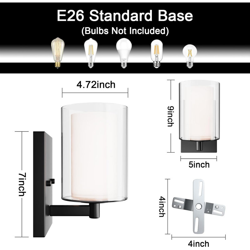 Set Of 2 Modern Black Wall Sconces