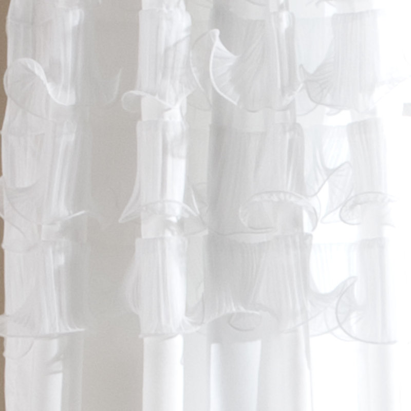 Avery Semi Sheer Curtain Pair, White, 54" W x 63"L