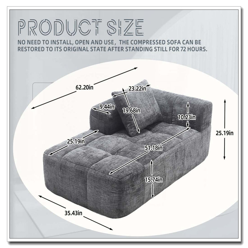 Chenille Chaise Lounge Sleeper, Gray