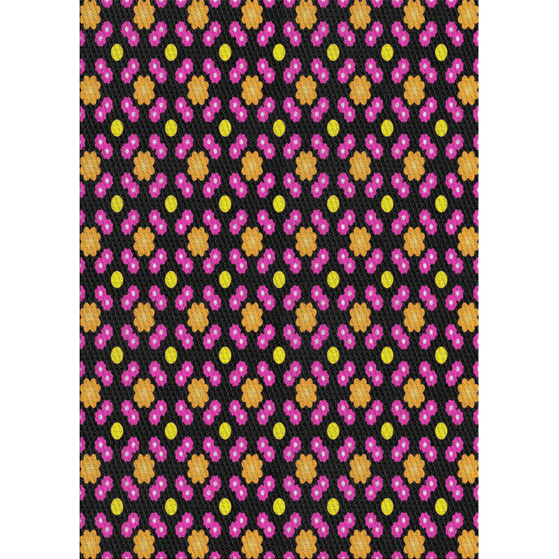 Tapis orange/rose/jaune tissé à la machine, Rectangle 5 pi x 7 pi