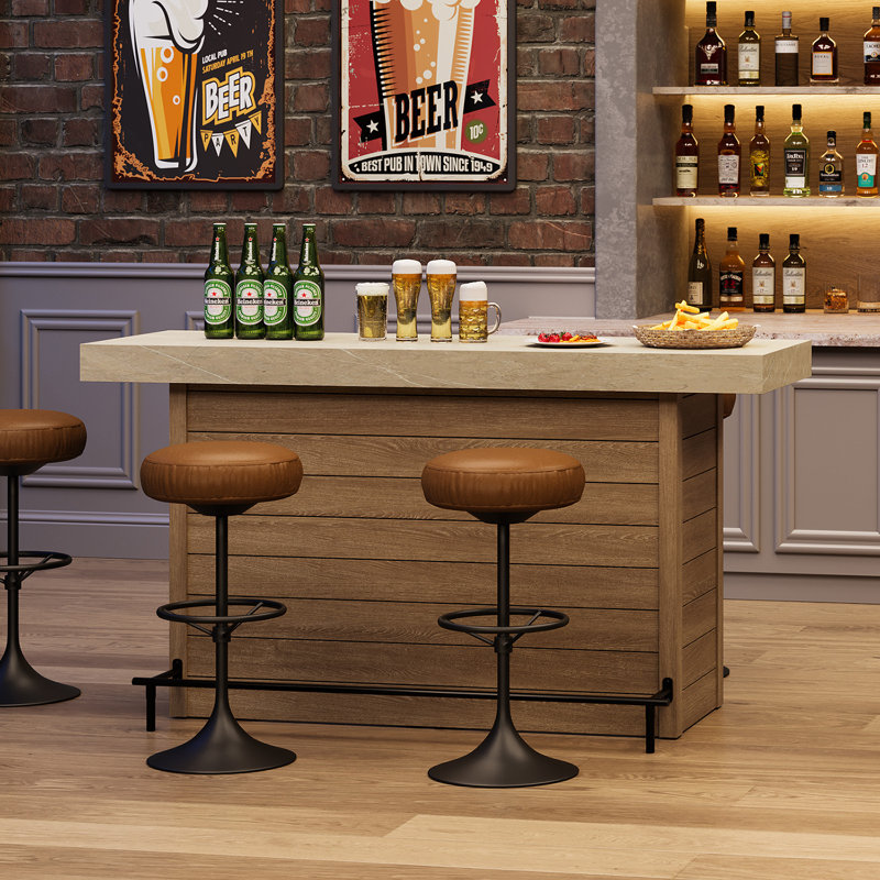 Table de bar 62,2 "à hauteur de comptoir rectangulaire avec rangement, unité de bureau personnel avec repose-pieds en métal
