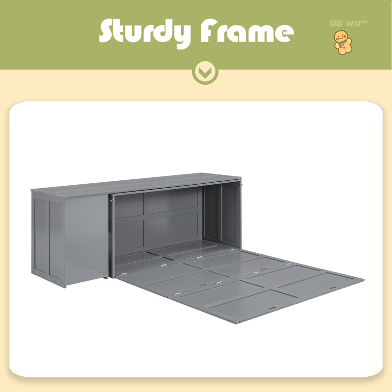 Grand lit escamotable avec bureau rotatif, Gris