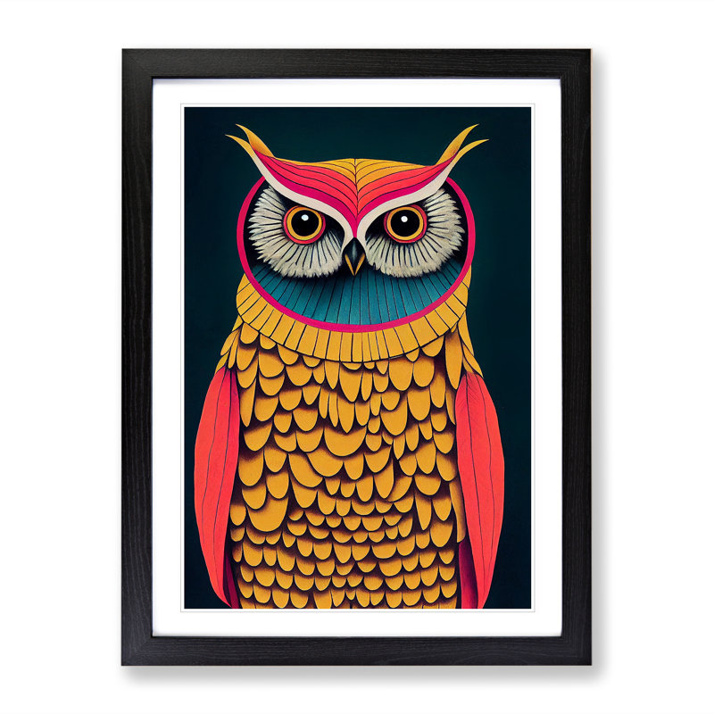 XV1022-612X An Imaginative Owl 1 Piece Single Picture Frame Wall Art, 64cm H x 46cm W, Black