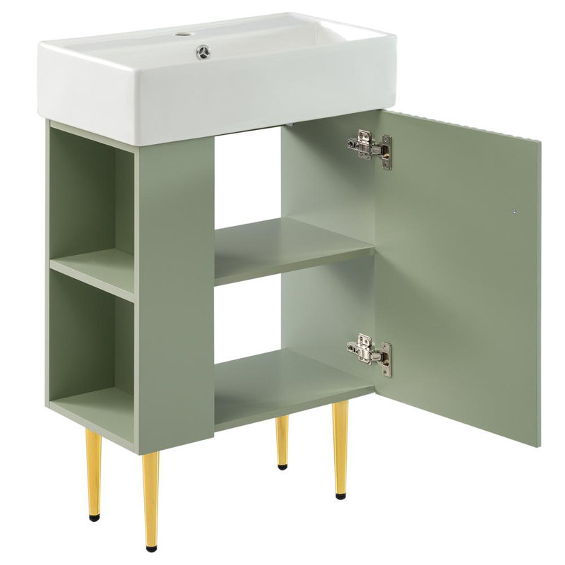21.6" Green Bathroom vanity, Left side storage