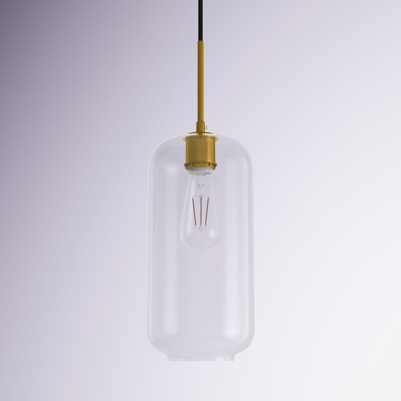 Drinkard 1 - Light Single Pendant, Brass, Clear, 12.6" H x 6.1" W x 6.1" D