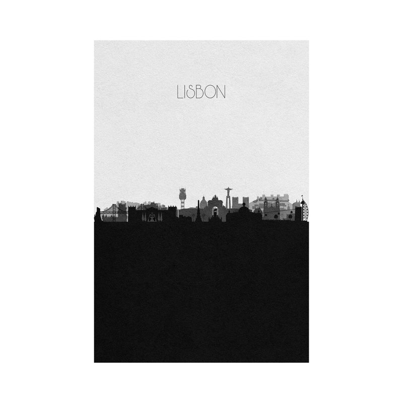 Lisbon, Portugal City Skyline by Ayse Deniz Akerman - Wrapped Canvas Print