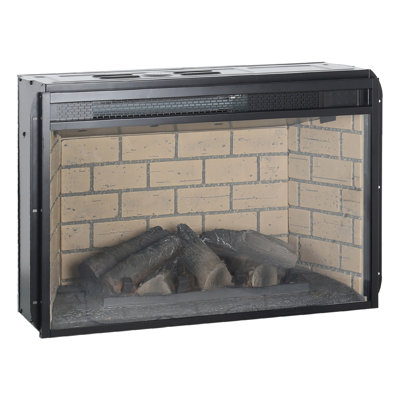 Foyer à quartz 26 pouces à infrarouge - édition Woodlog avec brique, source de chaleur de 1 500 W, luminosité de flamme réglable, énergie d'apparence de chauffage, réglages, utilisation protégée