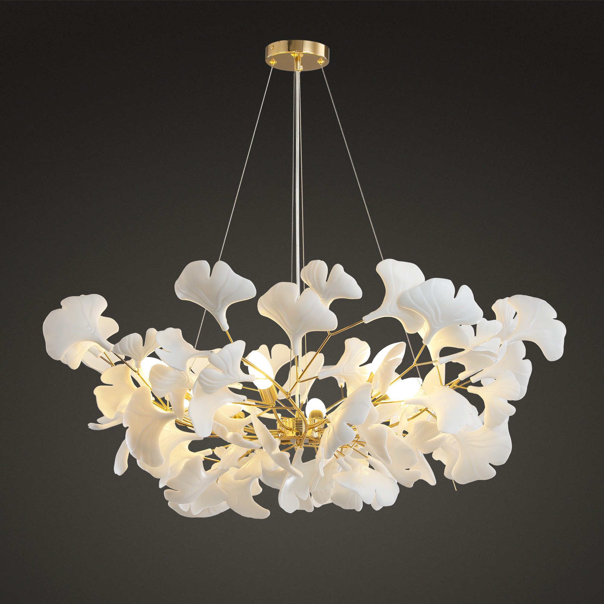 Everly Quinn 40 " 8-Light Ceramic Ginkgo Leaf Chandeliers | Wayfair