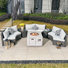 Apphi 6 - Person Outdoor Steel Wicker Fire Pit Conversation Set - Gray