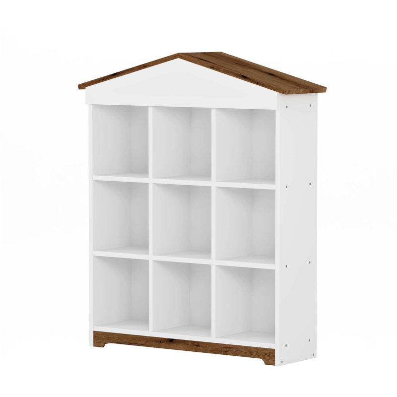 Three-Layer Bookshelf With Colorblock Design, Brown/White