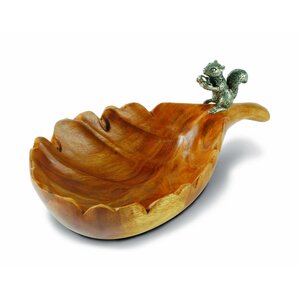 Woodland Creatures Leaf Nut Bowl with Standing Pewter Squirrel