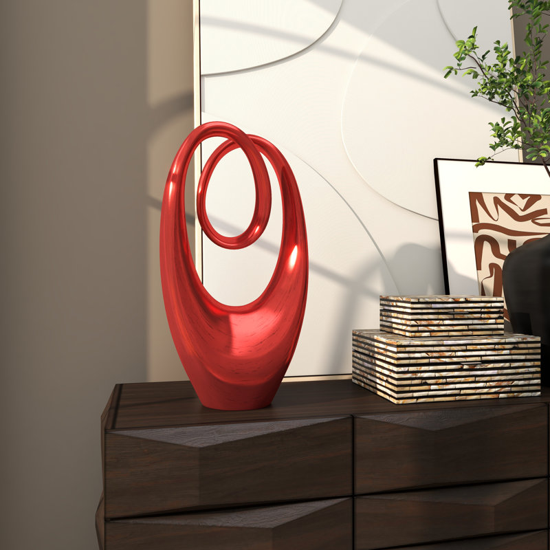 Abstract red polystone sculpture, Rouge