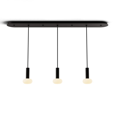 Combi luminaire suspendu linéaire 3 po avec auvent noir mat, boule de verre 6 po