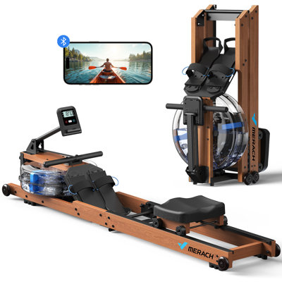 Rameur d'eau MERACH, pliable, capacité de 400 lb avec moniteur et application gratuite
