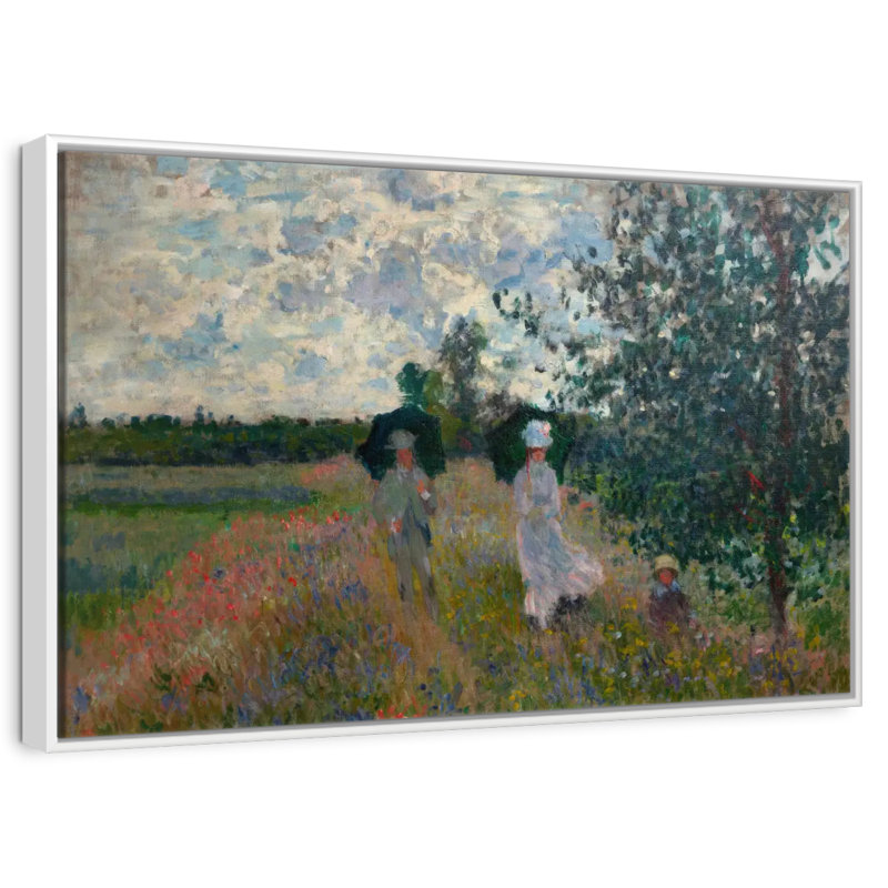 En promenade près d'Argenteuil, Cadre flottant blanc, 37 po x 25 po