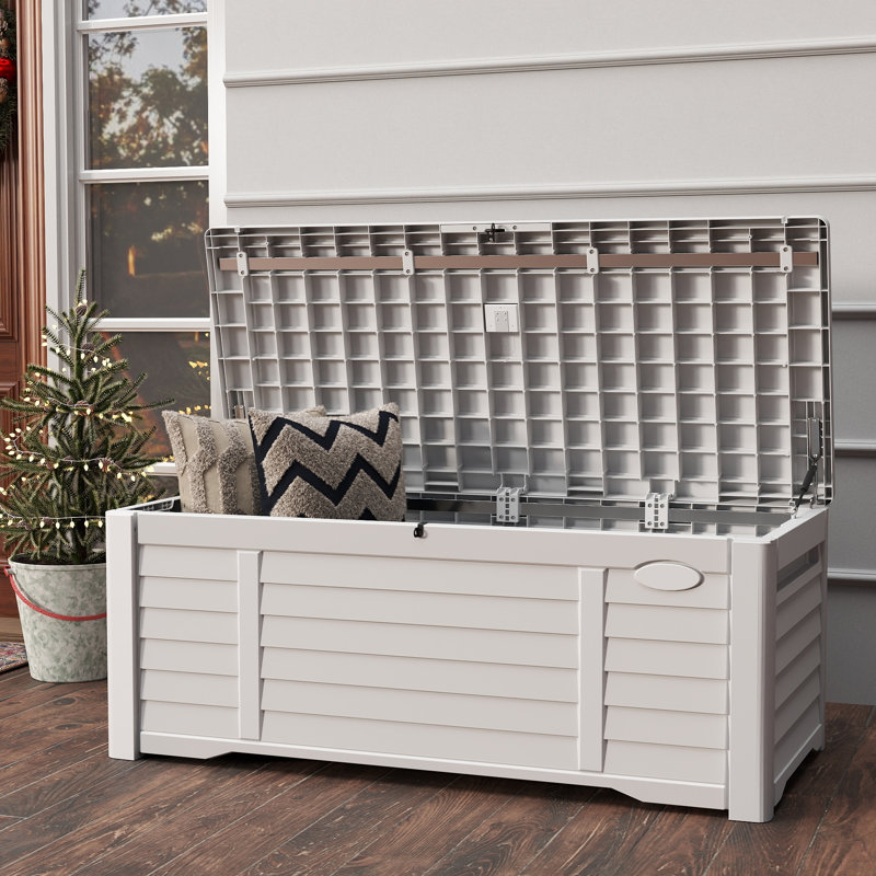 Balconera 120 Gallons Lockable Resin Deck Box, White
