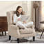 Chaise longue capitonnée à boutons, beige-1650279770