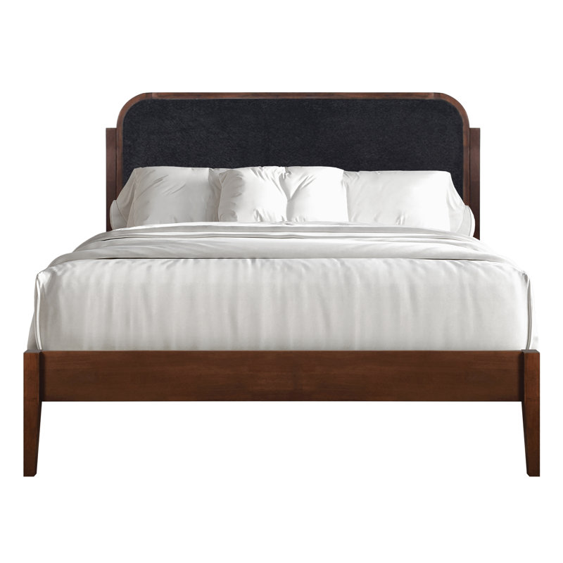 Gosman Wood Queen Platform Bed, Walnut/Charcoal, Charcoal