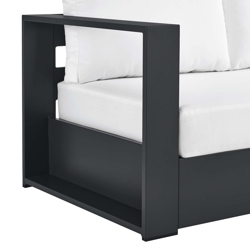Modway Tahoe Outdoor Patio Powder-Coated Aluminum Modular Left-Facing Loveseat, White, Left Hand Facing
