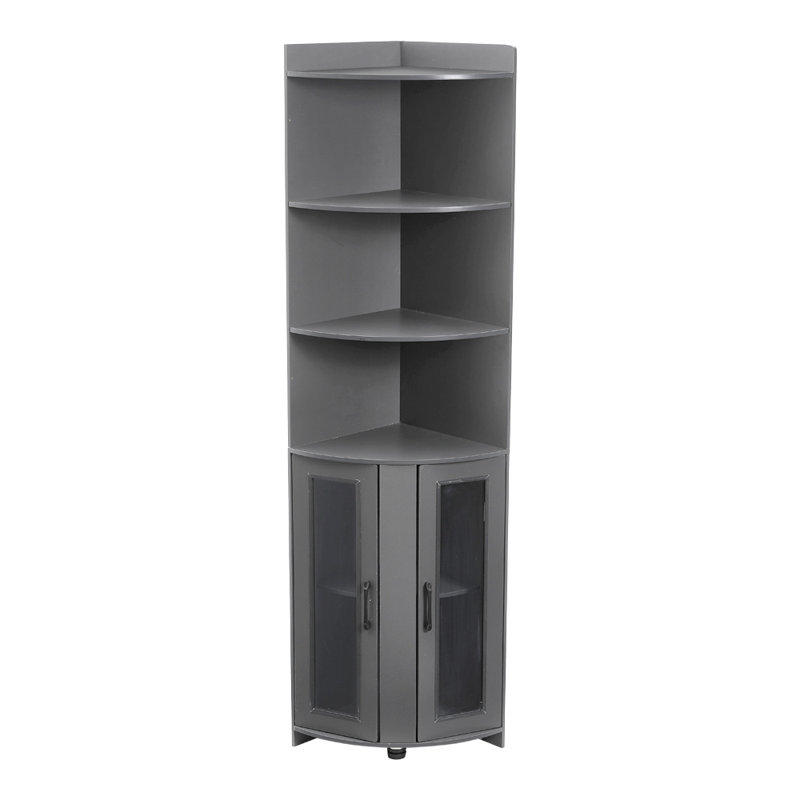 3 Tier Corner Shelf and Cabinet 50*50*118CM, (3 Shelves) 181"H x 40"W x 40"D