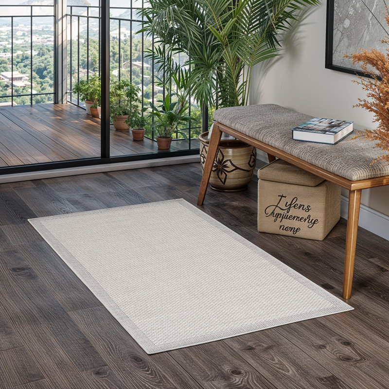 Foland Indoor & Outdoor Boho Rug Grey/Ivory, Rectangle 80 x 150cm