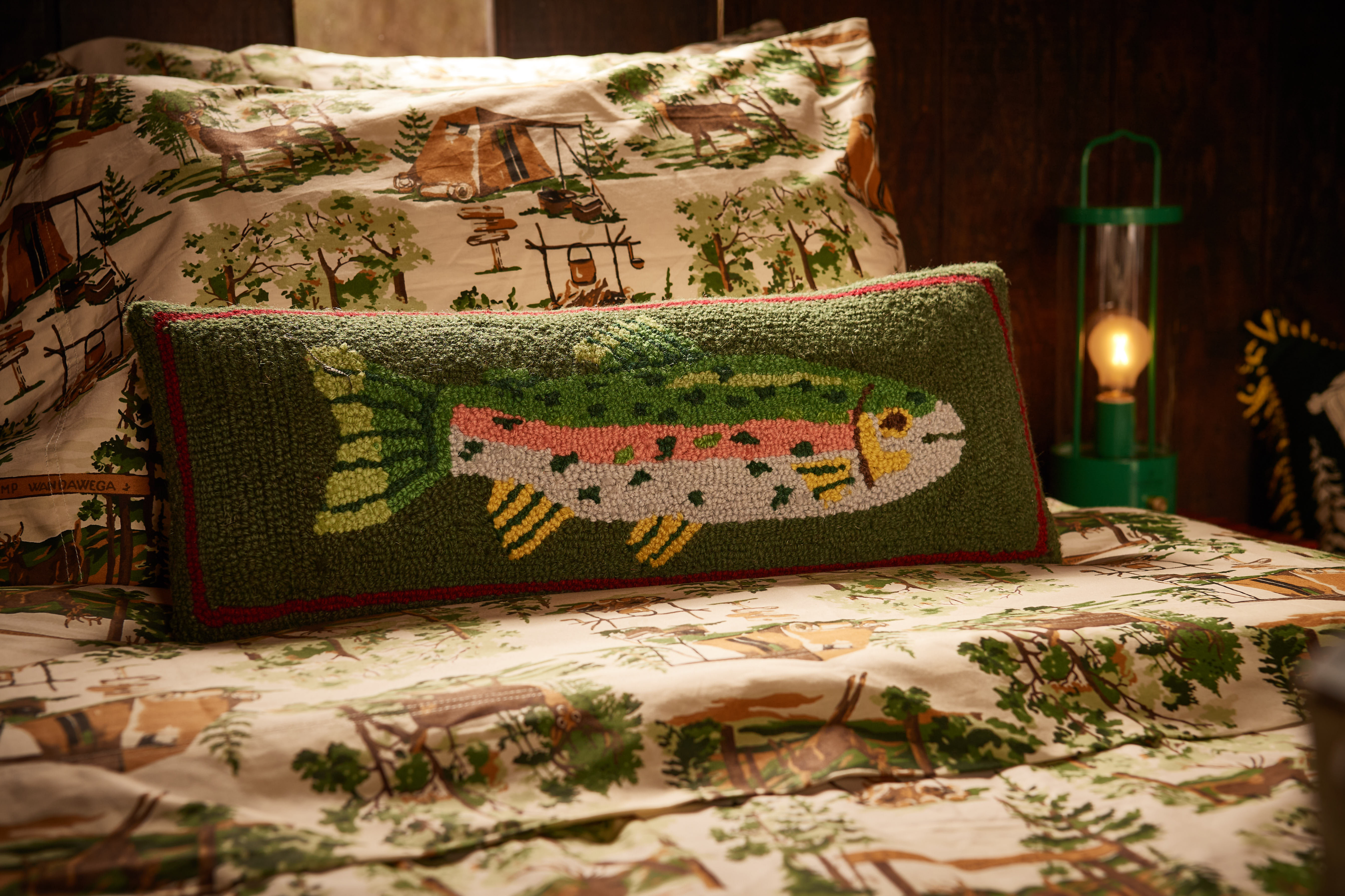 Makers Collective Camp Wandawega Trout Wool Hook Throw Pillow | Wayfair