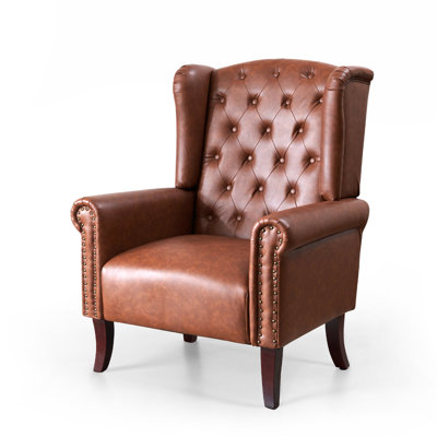 31.5" Wide Faux Leather Wingback Chair