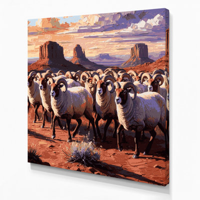 Southwestern Animals Sheep 49 Brown Canvas Wall Art