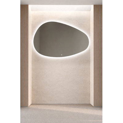 Modern Organic Led Bathroom Mirror – 29.5" W X 46.5" H – Copper-free Silver Glass With Backlit Glow