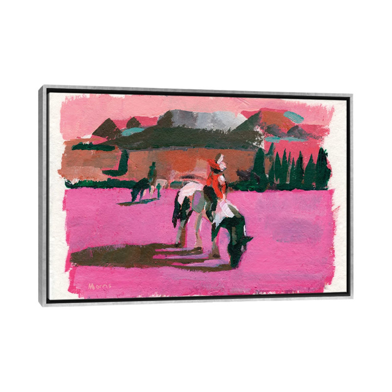 «Pink Fields», reproduction d'art sur toile encadrée, 48" x 32", Toile avec cadre, Argent