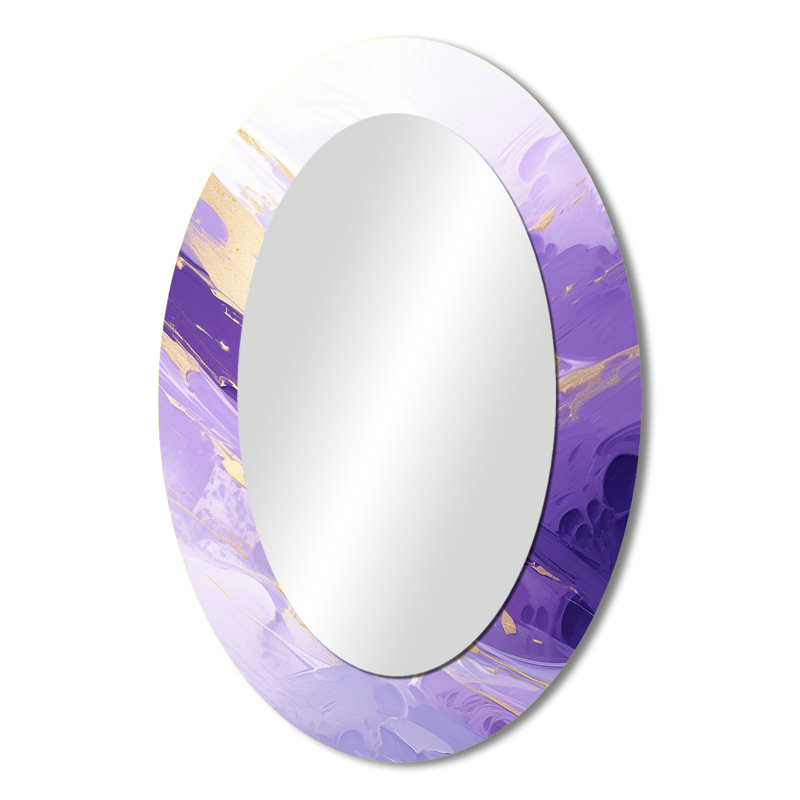 Purple And Gold Dynamic Abstractions I - Modern Oval Wall Mirror, 36" x 24"