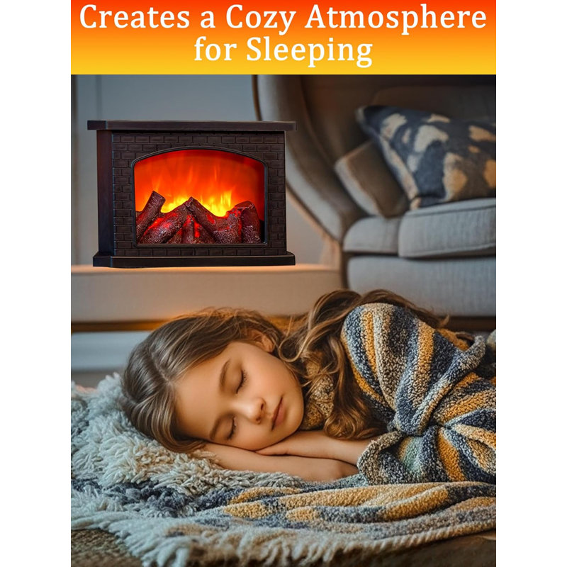 Electric Fireplace Lantern with Realistic LED Flame Effect, USB Battery Powered