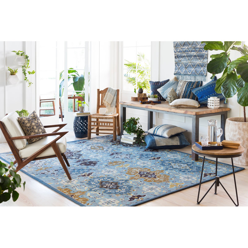Coussin décoratif en coton , 22 po x 22 po, Bleu / vert, Housse de coussin seulement