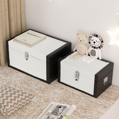 Jamiylah 2 Piece Storage Chest With Artificial Wool Decorative Storage Container