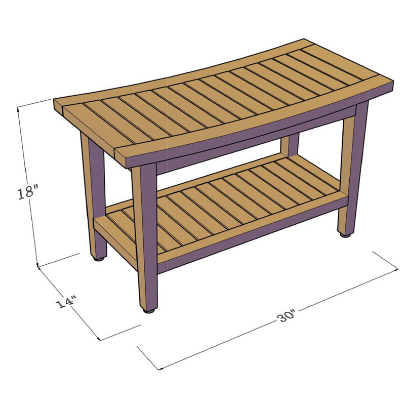 Maluku Shower Seat, 18" H x 30" W x 14" D