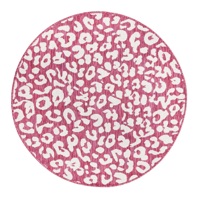 Tapis intérieur / extérieur magenta / ivoire, Rond 4 pi