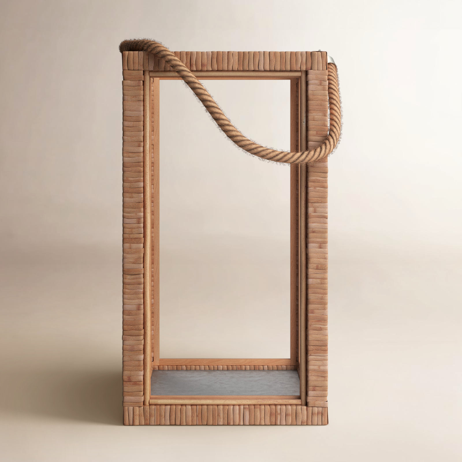 Rattan Lantern Candle Holder, 16.5" H x 9" W x 9" D