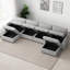 Canapé de rangement de salon modulaire en forme de U de 131,4 po Hutcheson avec coussin de repose-pieds amovible lavable-884675137