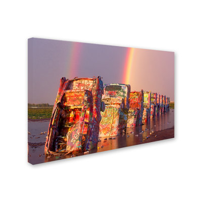 Alexan 'Cadillac Ranch Rainbow' Photographic Print on Wrapped Canvas