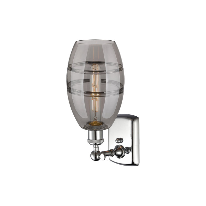 Applique murale en acier Bettylou, H 9,13 po x l 5,88 po x P 7,06 po, Gris fumée clair, Chrome poli