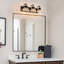 22.8-inch Three-Light Matte Black American Vintage Vanity Light-124582186