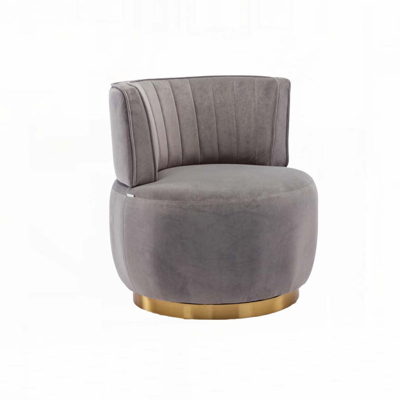 Accent Swivel Armchair Barrel Chair, Gray Velvet
