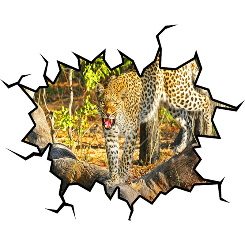 Décalcomanie murale trou fissuré safari, H 24 po x l 30 po x P 0,01 po