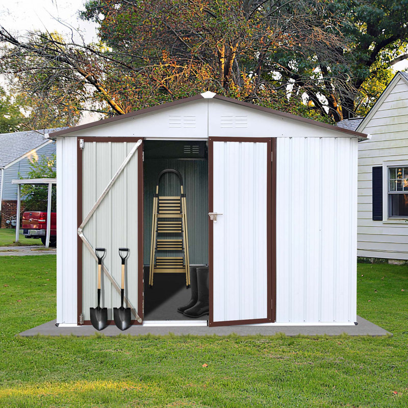 Metal garden sheds outdoor storage sheds, White, 75.6" H x 72.4" W x 46.4" D