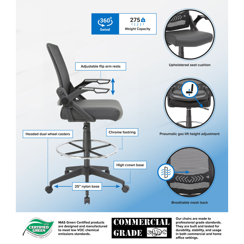 Backed Ergonomic Active Stool with Footrest